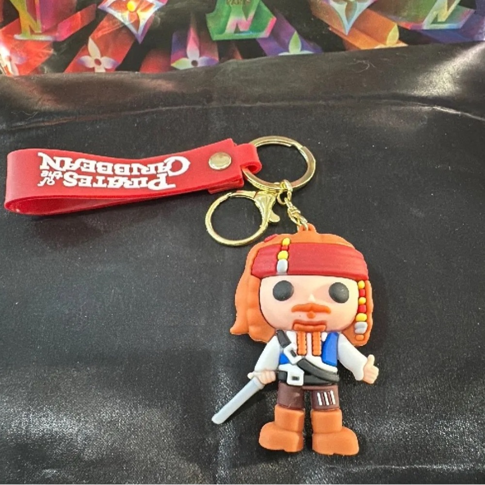 Disney Pirates of the Caribbean Jack sparrow silicone keychain orange